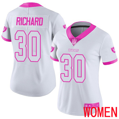 Oakland Raiders Limited White Pink Women Jalen Richard Jersey NFL Football #30 Rush Fashion Jersey->youth nfl jersey->Youth Jersey
